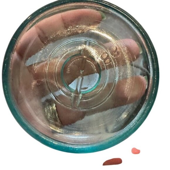 Vintage Blue Glass Jar With Wire Clamp with Glass Marbles - Picture 4 of 9